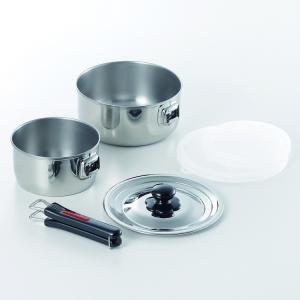 スタッキング 鍋セット 鍋2点+ハンドル+ステンレスフタ+保存用フタ×2