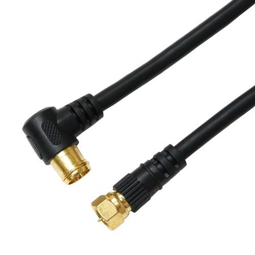 HORIC アンテナケーブル 5m ブラック F型差込式/ネジ式コネクタ L字/ストレートタイプ H...