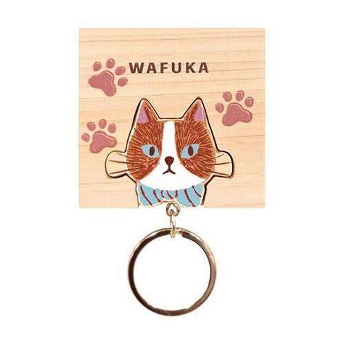 ひのきキーリング ねこ 約48×50mm 国産ヒノキ使用 手作りで作り上げた木製のマグネットキーホル...