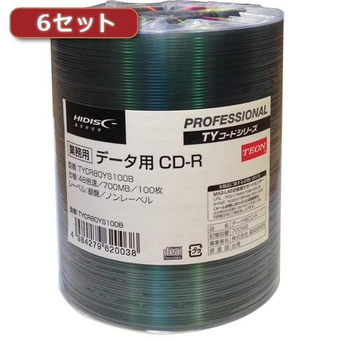 6セット HI DISC CD-R データ用 高品質 100枚入 TYCR80YS100BX6 代引...