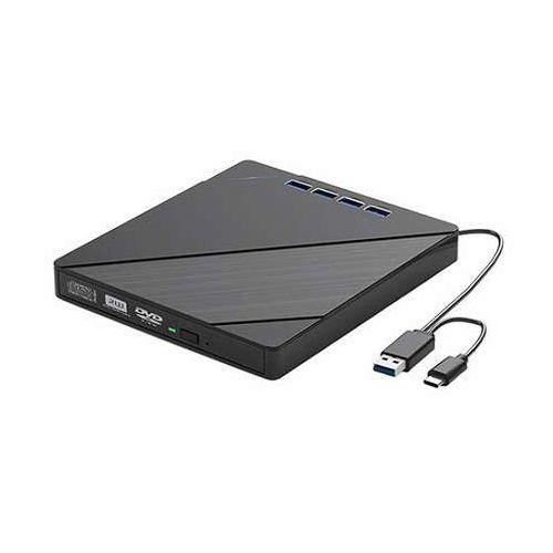 ヤングトップ USB3.0ハブ&amp;SDカードリーダー内蔵ポータブルDVDマルチドライブ ブラック DV...