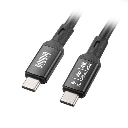 サンワサプライ USB5Gbps Type-Cケーブル PD75W DP Altモード対応 7m ブ...