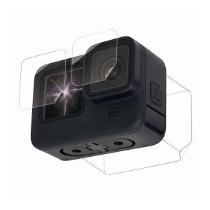 GoPro HERO9 Black用 保護フィルム ガラスフィルム 親水性 耐衝撃 指紋防止 光沢 ゴープロ9 硬度3H 前面、背面、レンズ用各1枚 AC-GP9BFLPAFFG 代引不可｜rcmdhl