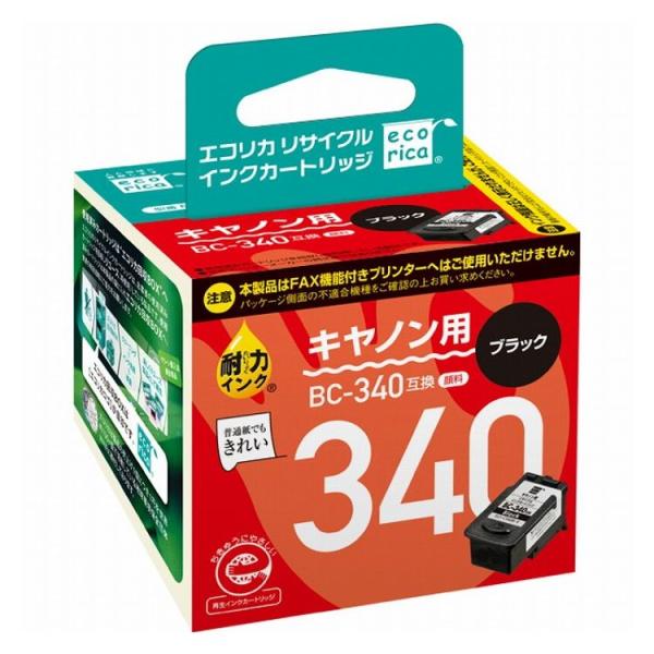 BC-340互換 エコリカ リサイクルインク CANON ブラック 顔料 残量検知非対応 ECI-C...