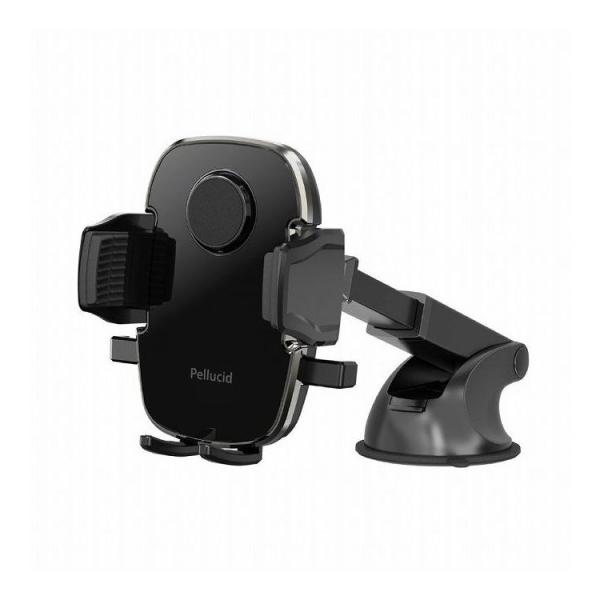 Pellucid ペルシード ワンタッチ開閉 スマホホルダー ロングアーム 吸盤取付 ローポジション...
