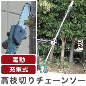 充電式電動高枝切りチェーンソー 代引不可の商品画像