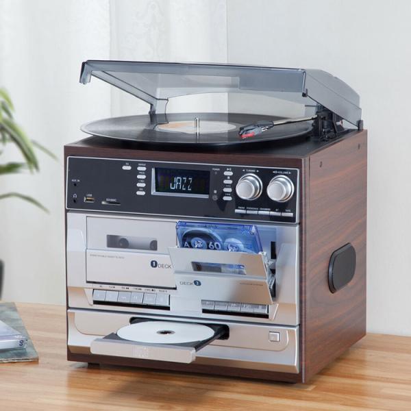 オーディオプレーヤー ラジオ ワイドFM対応 リモコン付き 録音 再生 CD レコード カセット U...