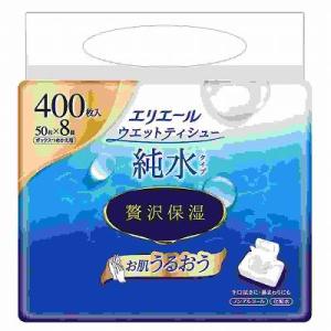 単品5個セット エリエールウェットティシュー純水タイプぜい沢保湿詰替え50枚×8パック まとめ買い ...