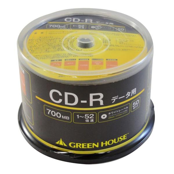 グリーンハウス CD-R データ用 1-52倍速 50枚スピンドル GH-CDRDA50 代引不可