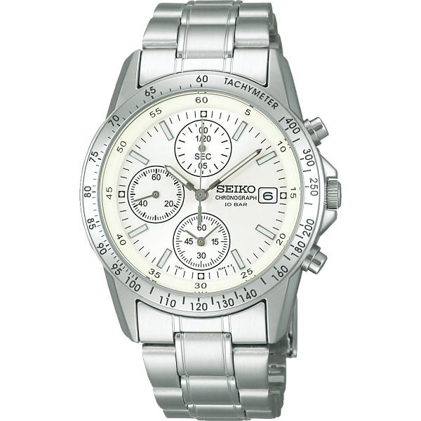 セイコー クロノグラフ メンズ腕時計 ホワイト SBTQ039 代引不可