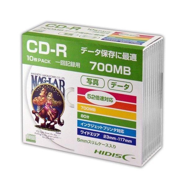(まとめ)HIDISC CD-R データ用5mmスリムケース10P HDCR80GP10SC〔×5セ...