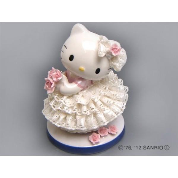 HeLLo Kitty ハローキティ レースドール/陶製人形 〔ホワイト〕 磁器 高さ14×ベース径...