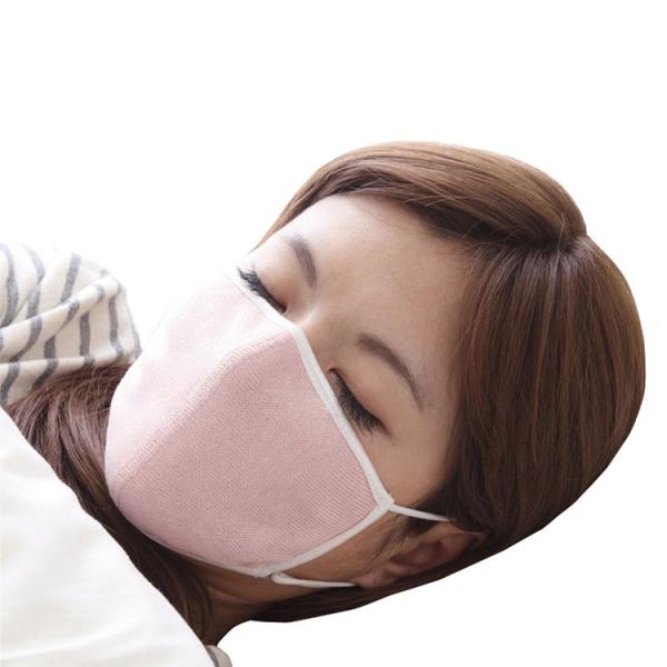 大判 潤いシルクのおやすみマスク ポーチ付き ピンク マスク 乾燥予防