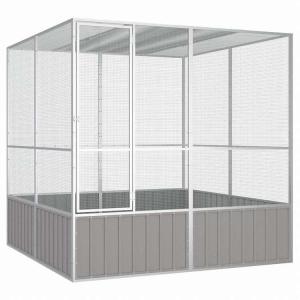vidaXL バードケージ グレー 213.5x217.5x211.5 cm 亜鉛メッキ鋼動物 ペット用品 ペット用品 鳥用品 取りかご・スタンド 代引不可