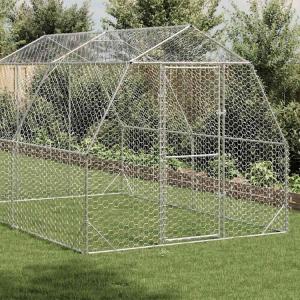 vidaXL チキンラン 2.5x4x2.25 m 亜鉛メッキ鋼 動物&ペット用品 ペット用品 小動物用品 小動物 飼育・ケージ 代引不可