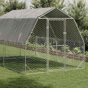 vidaXL 屋根付きチキンラン 2.5x4x2.25 m 亜鉛メッキ鋼 動物&ペット用品 ペット用品 小動物用品 小動物 飼育・ケージ 代引不可