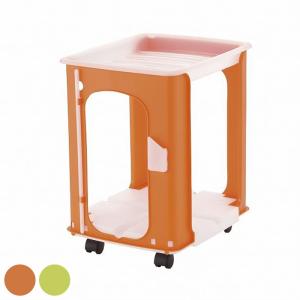 サカベ 新聞ストッカー ラタン調 雑誌ストッカー キャスター付 BR/IV