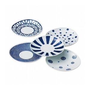 西海陶器 藍絵変り 楕円反鉢揃 美濃焼 磁器製 楕円反鉢が5個セットで