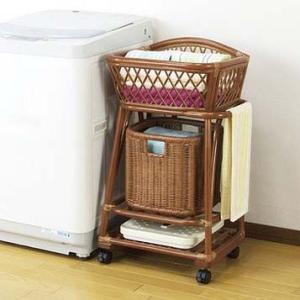 ラタン収納バスケット 幅45cm 2段かごタイプ おしゃれ ラタン 籐