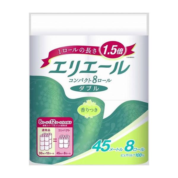 8個セット 大王製紙 エリエールトイレット コンパクト8ロール ダブルまとめ買い まとめ売り セット...