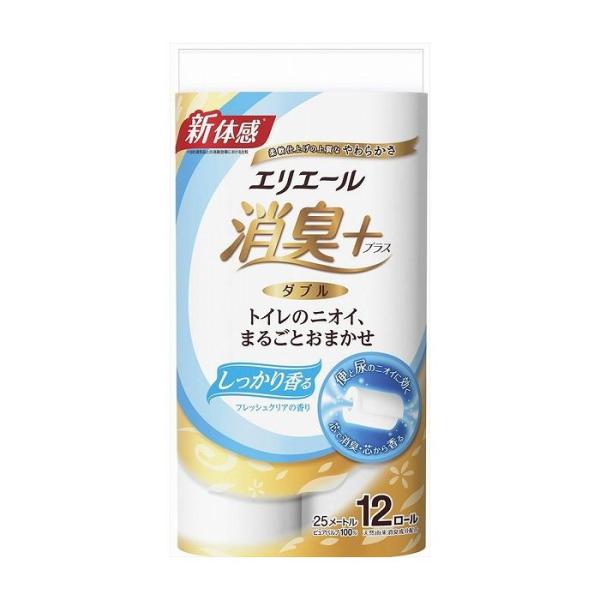 6個セット 大王製紙 エリエール消臭+トイレットティシューしっかり香るフレッシュクリアの香り12ロー...