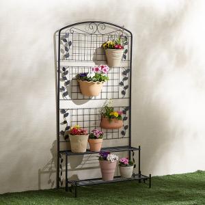 フェンス付き フラワースタンド スリム 2段 幅60cm ガーデンフェンス
