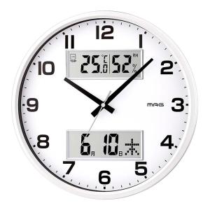 ノア精密 掛け時計 アナログ ダブルポスト 静音 連続秒針 温度 湿度