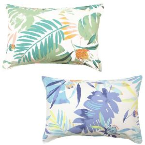 南国チックなボタニカル柄 枕カバー ピロケース43×63cm テンセル混 さらっとした肌触り リーフ柄