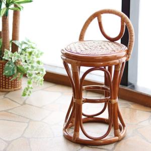 椅子 ラタン 籐丸型スツール クッション付き 籐椅子 座面高さ38.5cm