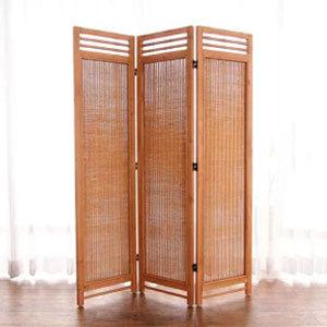 籐 スクリーン 3連 アジアンテイスト チーク材フレーム 高さ160cm