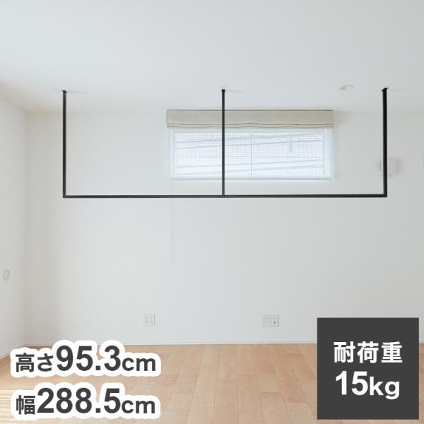 森田アルミ工業 天井付け物干し kacu カク E字Lサイズ ブラック W2885×H953 KAC...