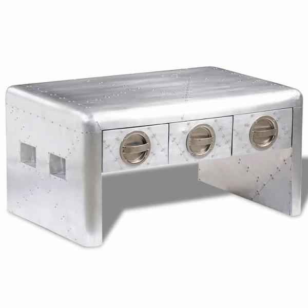 vidaXL アビエーターデザイン コーヒーテーブル 引き出し3段 航空機・飛行士スタイル 家具 テ...