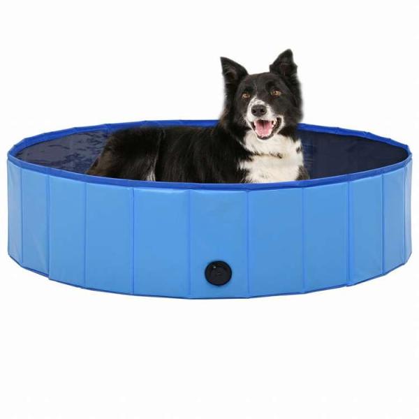 vidaXL 折りたたみ式 犬用プール ブルー 120x30cm PVC製動物 ペット用品 ペット用...