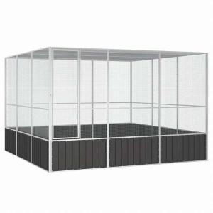 vidaXL バードケージ アントラシート 302.5x324.5x211.5 cm 亜鉛メッキ鋼動物 ペット用品 ペット用品 鳥用品 取りかご・スタンド 代引不可