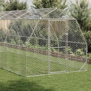 vidaXL チキンラン 2.5x8x2.25 m 亜鉛メッキ鋼 動物&ペット用品 ペット用品 小動物用品 小動物 飼育・ケージ 代引不可