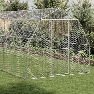 vidaXL チキンラン 2.5x10x2.25 m 亜鉛メッキ鋼 動物&ペット用品 ペット用品 小動物用品 小動物 飼育・ケージ 代引不可
