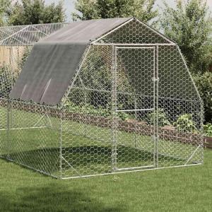 vidaXL 屋根付きチキンラン 2.5x6x2.25 m 亜鉛メッキ鋼 動物&ペット用品 ペット用品 小動物用品 小動物 飼育・ケージ 代引不可