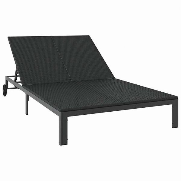 vidaXL サンベッド ブラック 206 x 115 x 75 cm ポリラタン家具 アウトドア家...