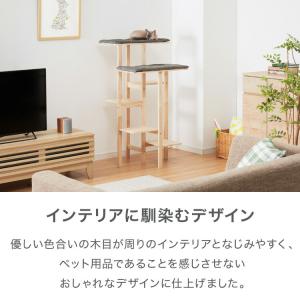 キャットタワー 据え置き 木製 天然木 60×...の詳細画像2