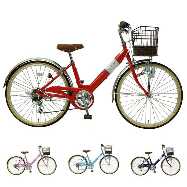 TOPONE 自転車 子供用 24インチ シマノ製6段ギア ライト 前カゴ 鍵付 代引不可