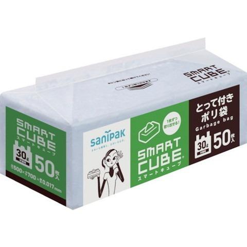 サニパック スマートキューブトッテ付キ30L半透明 50枚 SC39 代引不可