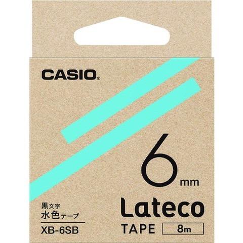 カシオ ラテコ Lateco 専用詰メ替エテープ 6mm 水色テープニ黒文字 XB6SB 代引不可