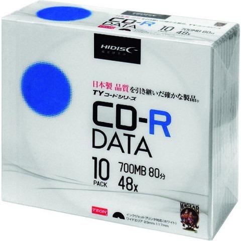 ハイディスク CD-R 10枚スリムケース入リ TYCR80YP10SC 代引不可