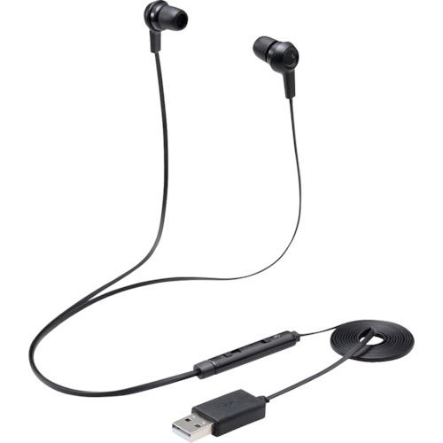 ELECOM インナーイヤー型ヘッドセット カナル ミュートスイッチ付 両耳 USB ブラック HS...