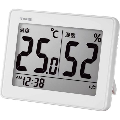 MAG 温湿度計 デジタル スカイ 時計 環境目安 置き掛け兼用 スタンド ホワイト TH-109W...