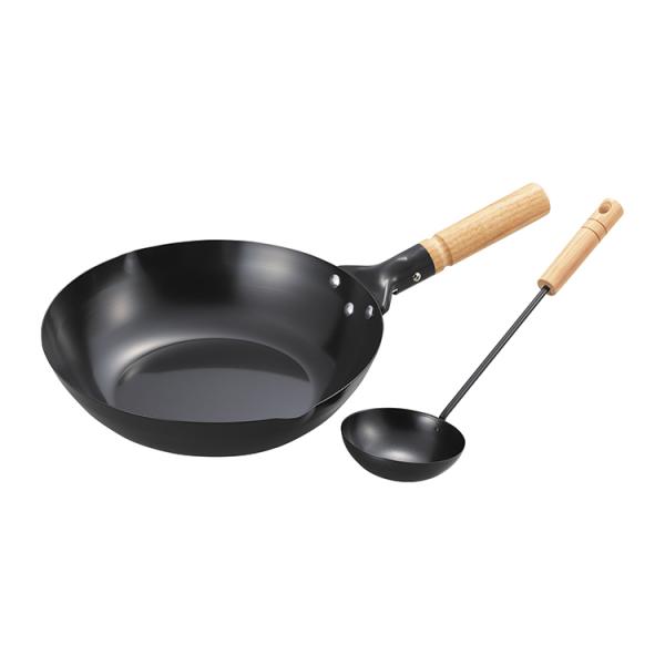 鉄製木柄北京鍋28cm お玉付 代引不可