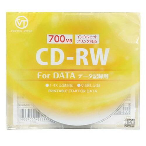 VERTEX CD-RW Data 繰り返し記録用 700MB 1-4倍速 1P ホワイト 1CDR...