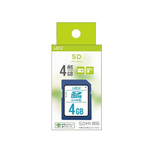 20個セット Lazos SDHCメモリーカード 4GB CLASS6 紙パッケージ L-B4SDH...