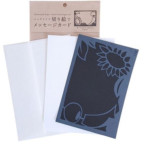 5セット トラストプリンティング ハンドメイド切り絵でメッセージカード ハガキ 夏ひまわり MSG-...