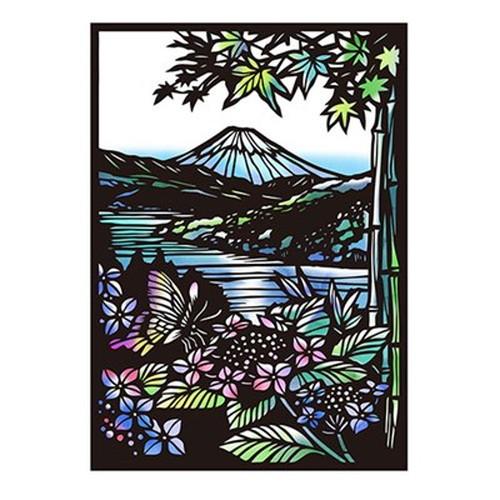 5セット トラストプリンティング 切り絵キット 富士を望む/Mt.fuji-A4black-H ハン...